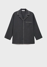 Cotton flannel shirt with contrasting piping