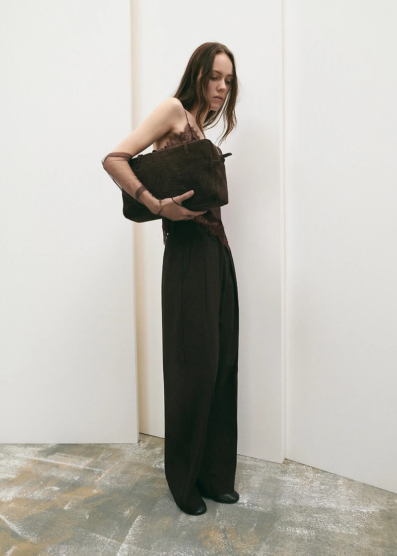 Medium suede bowling bag