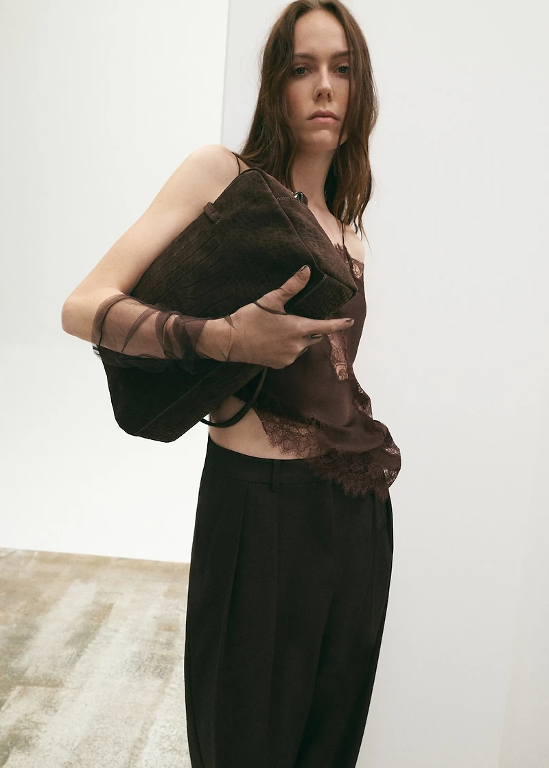 Medium suede bowling bag