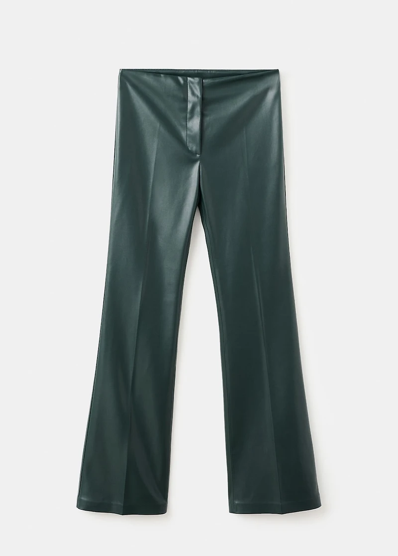 Faux-leather flared trousers