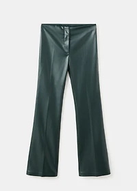 Faux-leather flared trousers