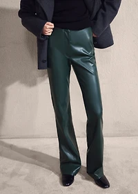 Faux-leather flared trousers