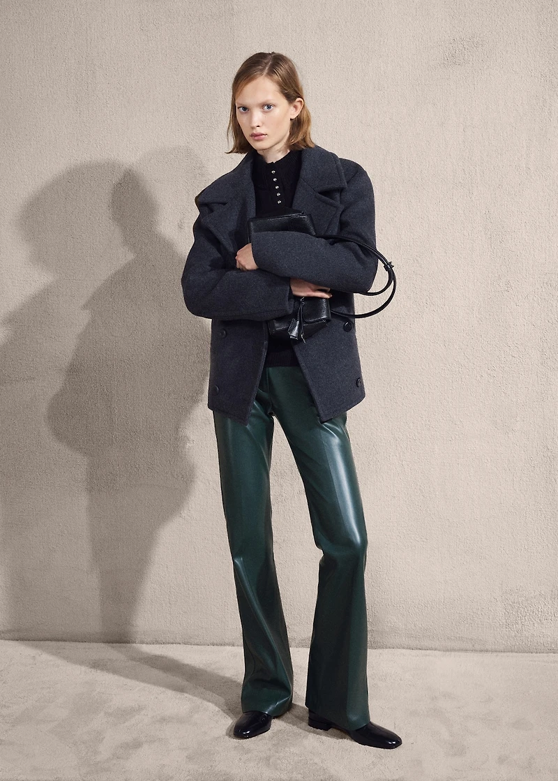 Faux-leather flared trousers