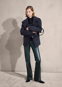 Faux-leather flared trousers