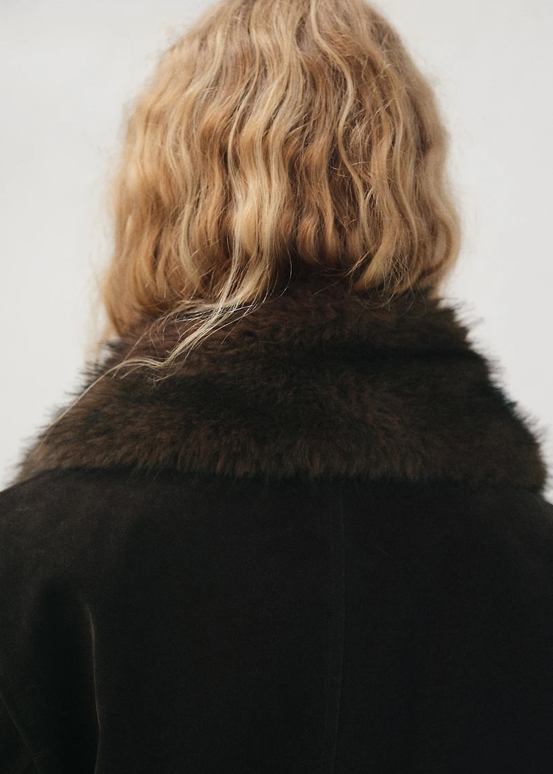 Parka with velvet-finish faux-fur collar