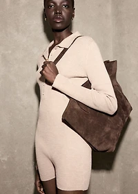 Ribbed knitted polo-neck playsuit