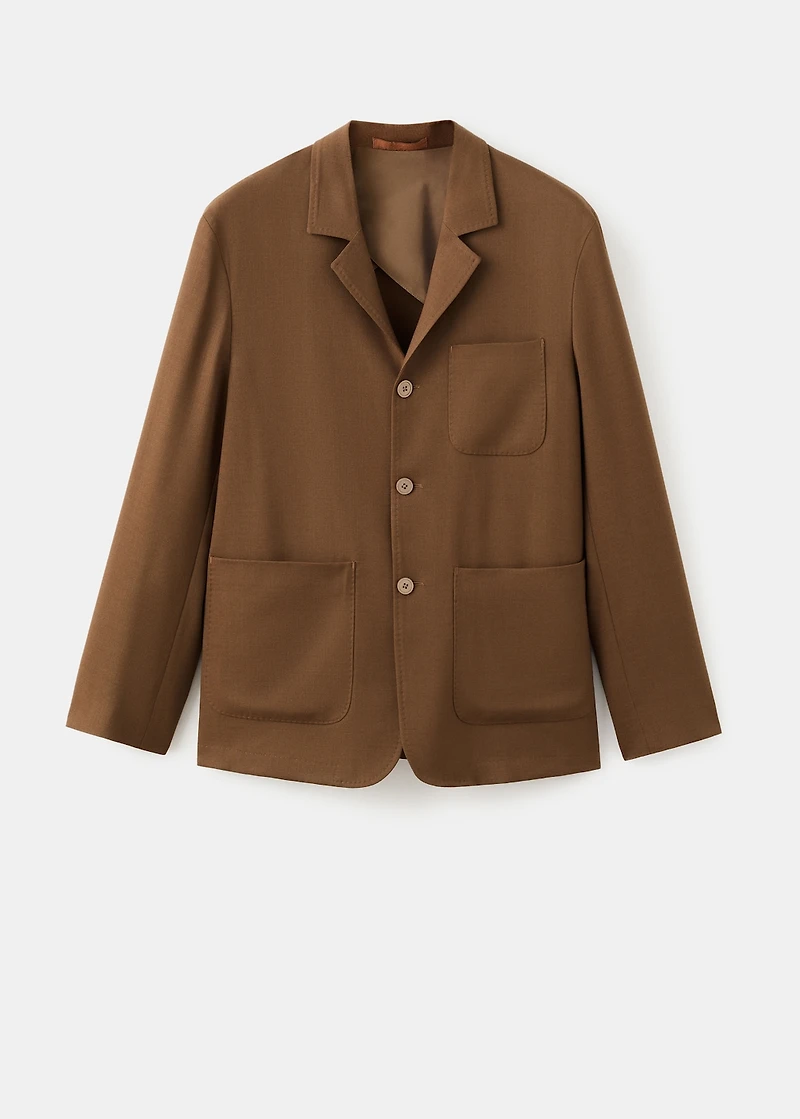 Italian virgin wool flannel suit jacket