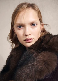 Faux-leather jacket with fur-effect collar