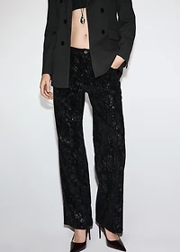 Straight-leg trousers with sequins