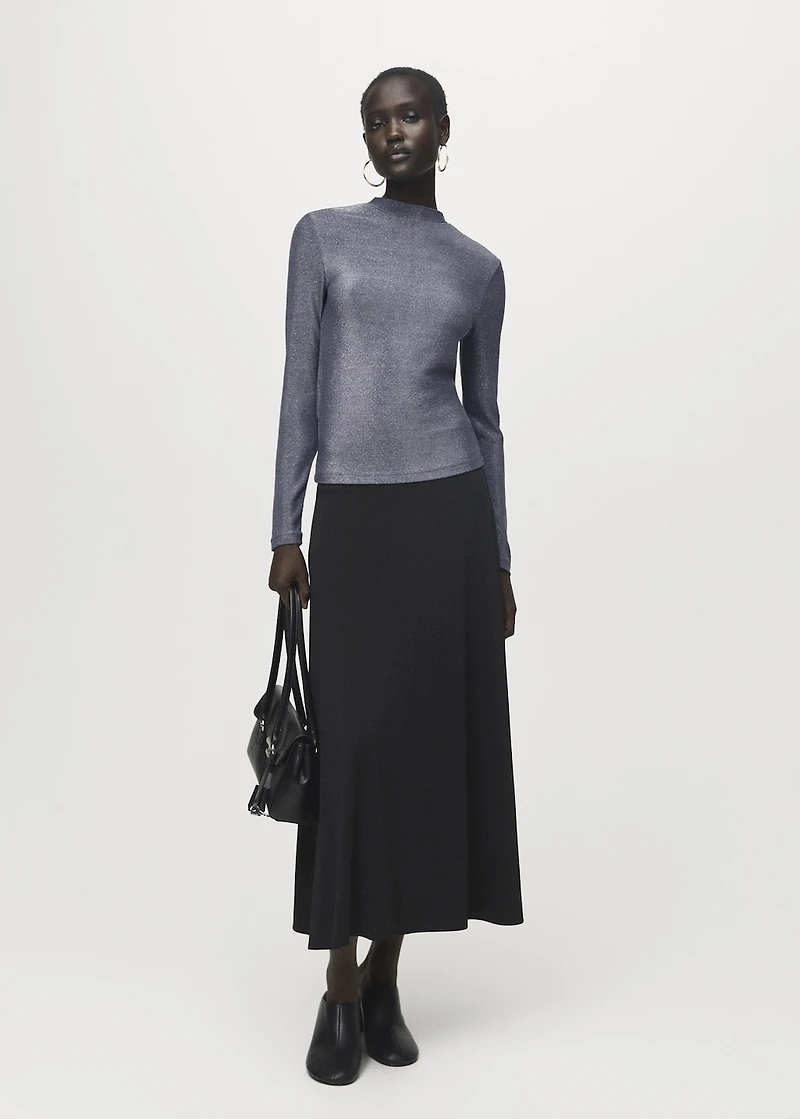 Lurex t-shirt with perkins neck