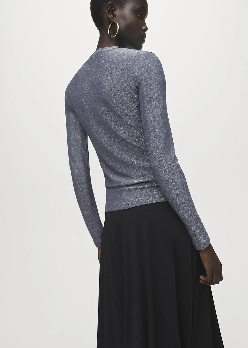 Lurex t-shirt with perkins neck