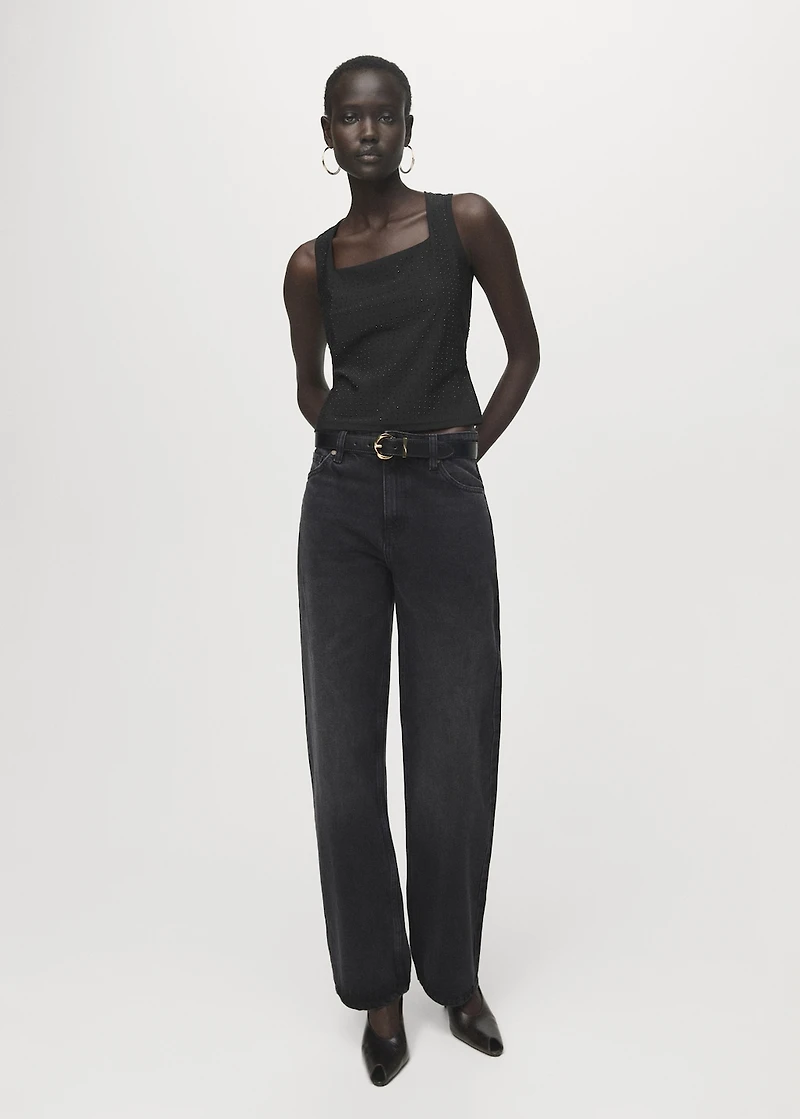 Strappy top with rhinestone detail