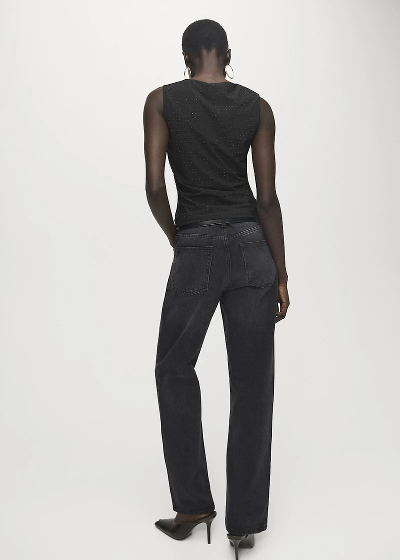 Strappy top with rhinestone detail