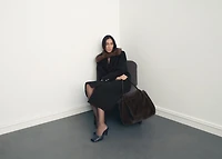 Wool coat with fur collar