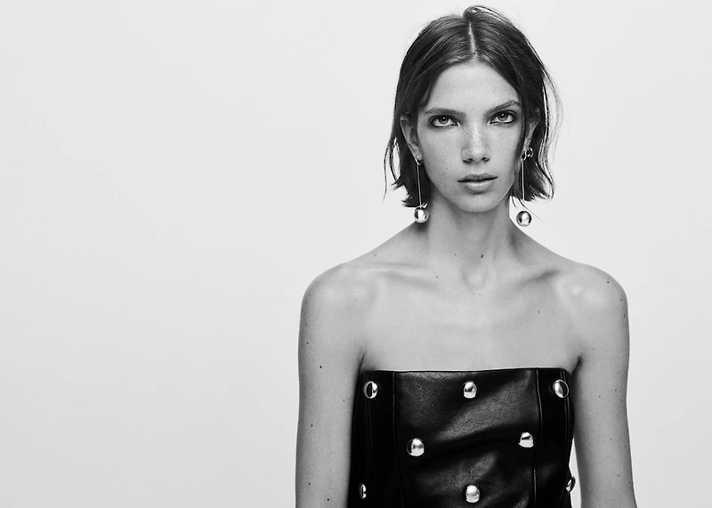 Studded faux-leather dress