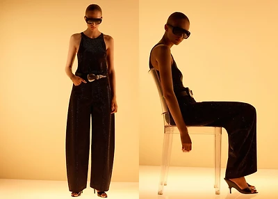 Balloon jeans with rhinestones