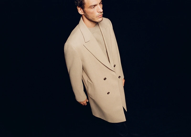Long double-breasted wool coat