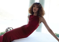 Draped dress with jewel detail