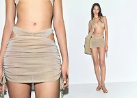 Lurex gathered skirt with cut-out