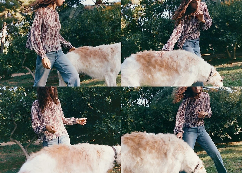 Semi-transparent printed blouse