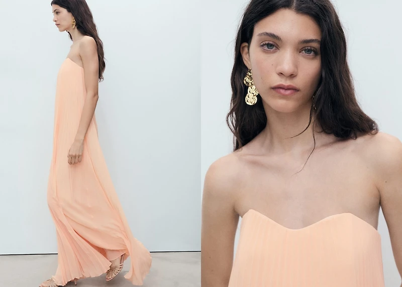 Strapless pleated dress