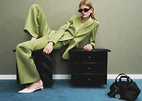 Straight-fit linen-blend suit pants