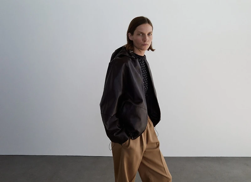 100% leather jacket with hood