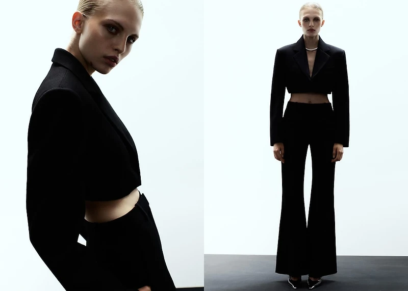 Wool cropped suit jacket