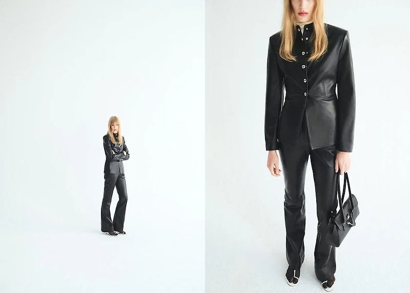 100% leather flared pants