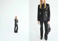 100% leather flared pants