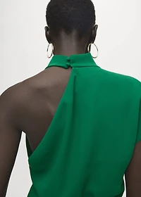 Asymmetrical long jumpsuit with belt