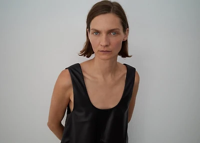 100% leather midi-dress