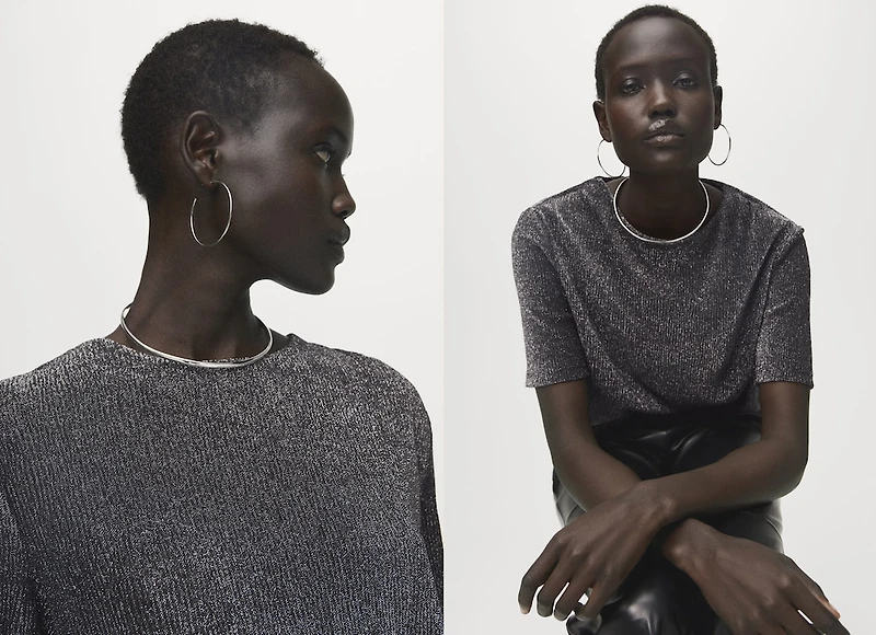 Short-sleeved lurex t-shirt