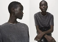 Short-sleeved lurex t-shirt