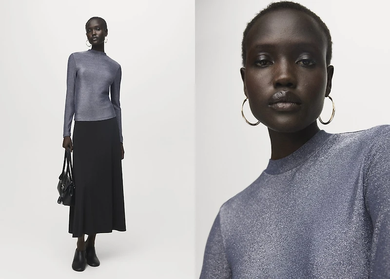 Lurex t-shirt with perkins neck