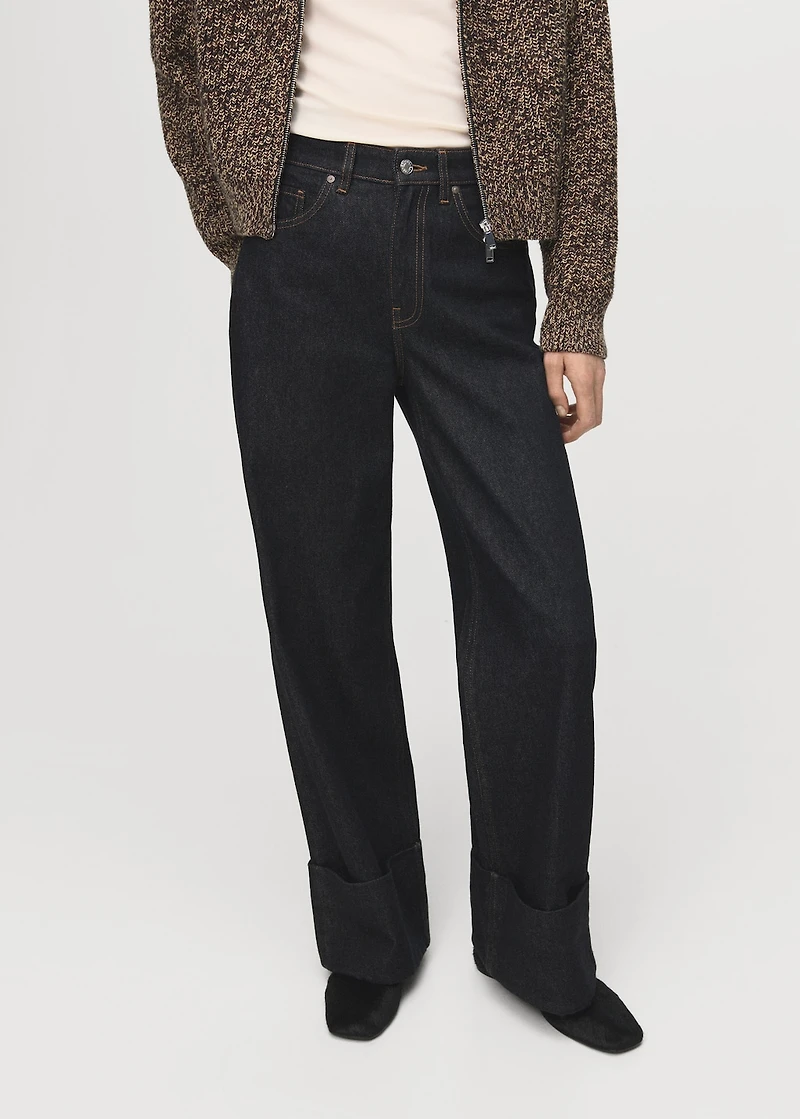 Turned-up straight jeans