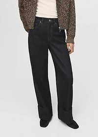 Turned-up straight jeans