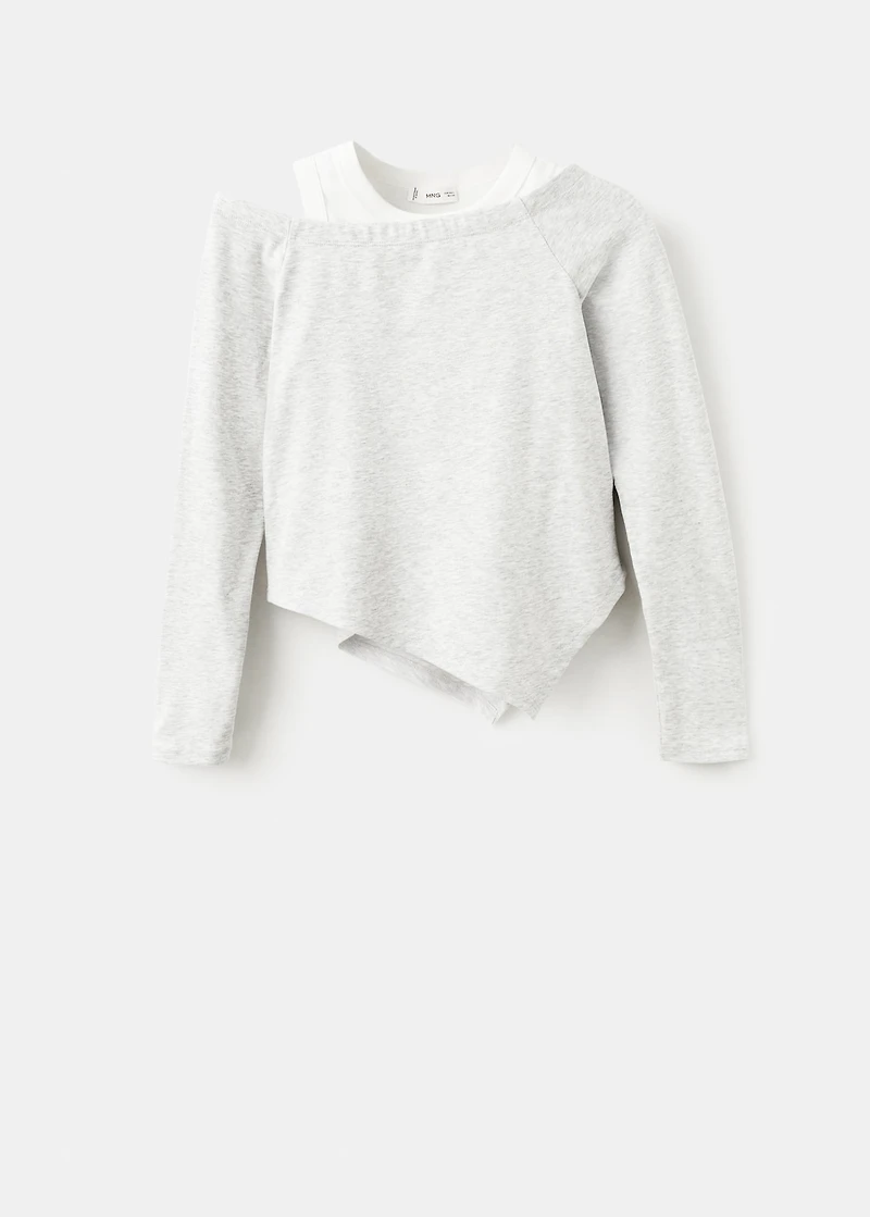 Asymmetrical double-effect T-shirt