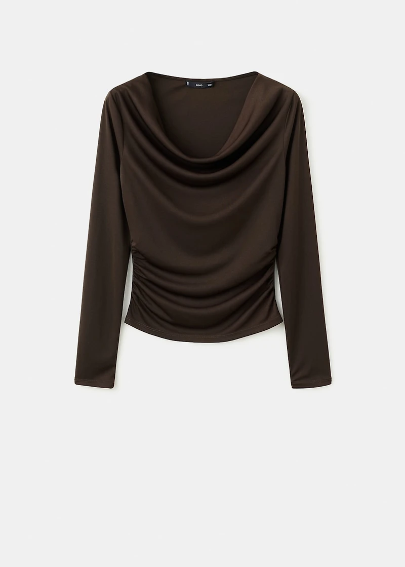 Fitted top with draped neckline