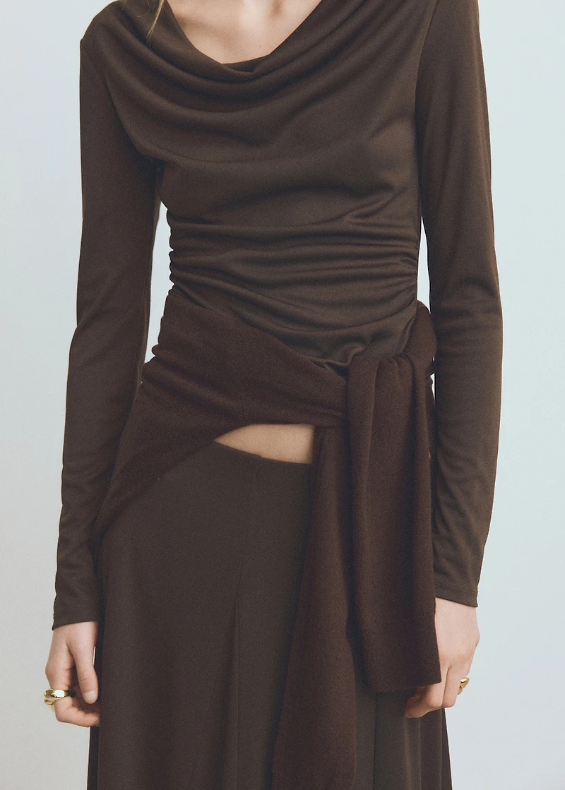 Fitted top with draped neckline