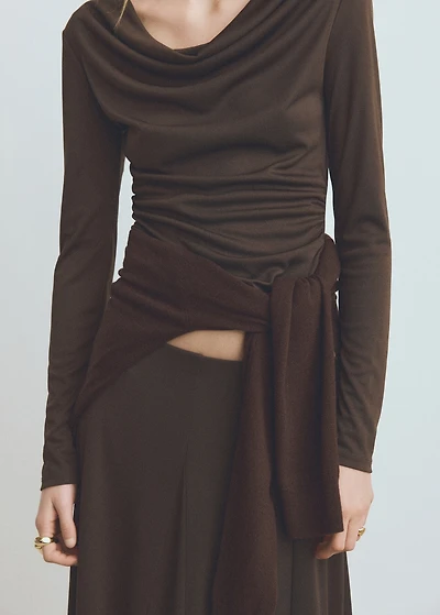Fitted top with draped neckline