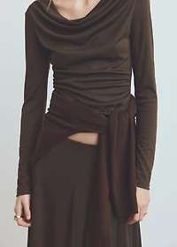 Fitted top with draped neckline