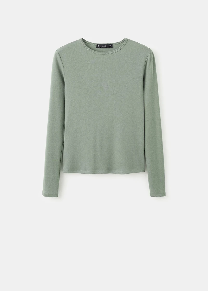 Ribbed long-sleeved t-shirt