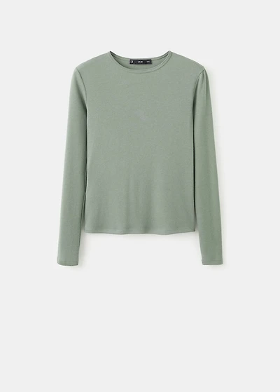 Ribbed long-sleeved t-shirt