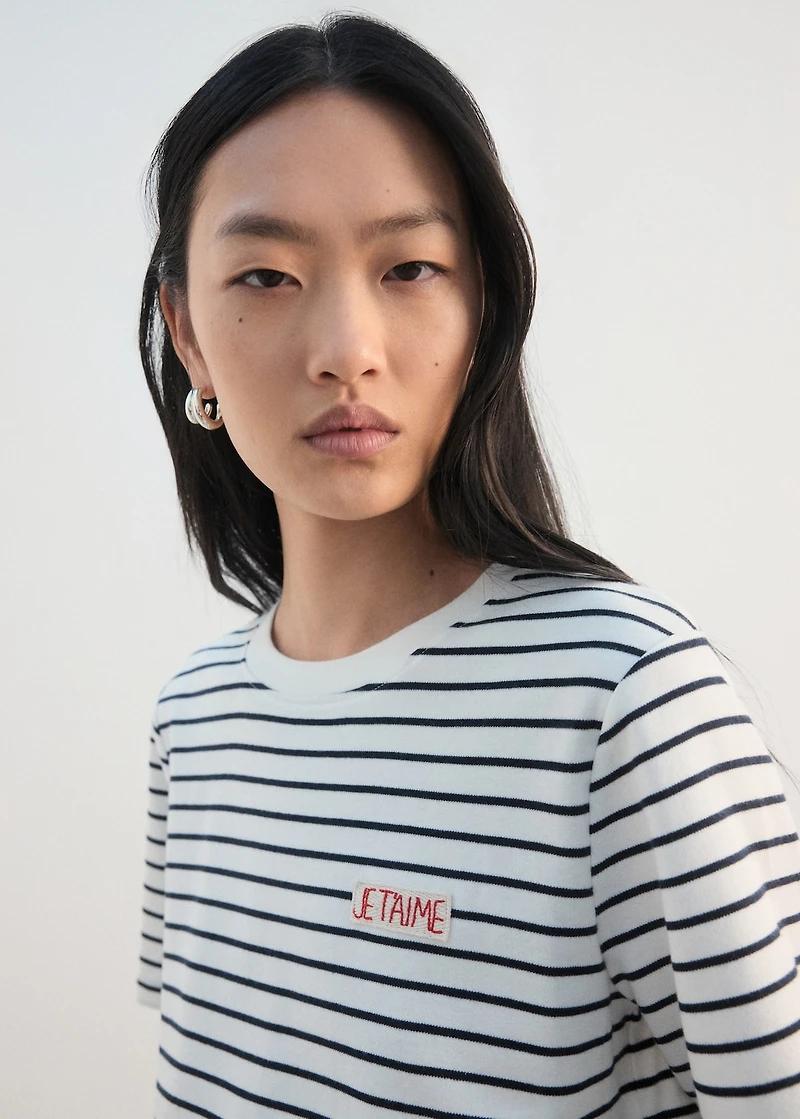 Striped shirt with embroidered details