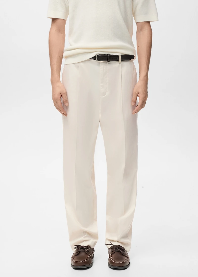 Regular-fit pleated flowy pants