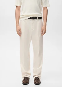 Regular-fit pleated flowy pants