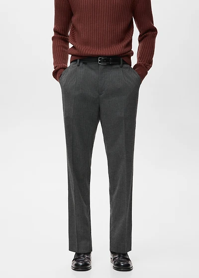 Regular-fit pleated flannel pants