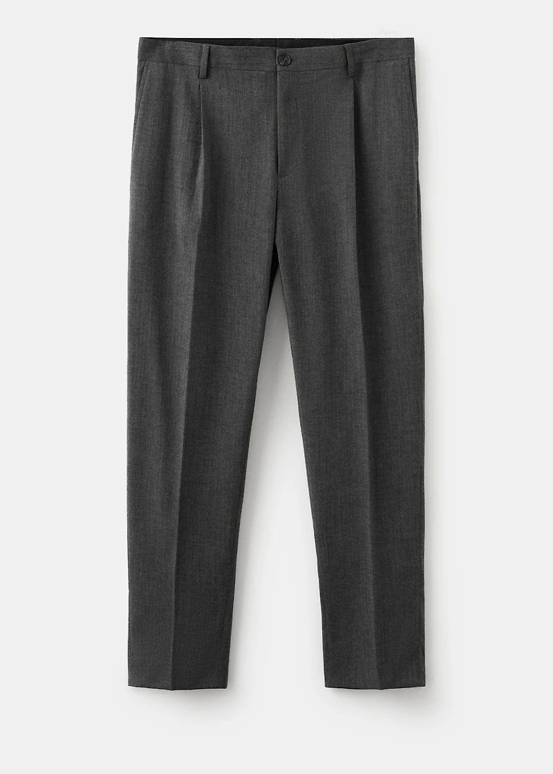 Regular-fit pleated flannel pants