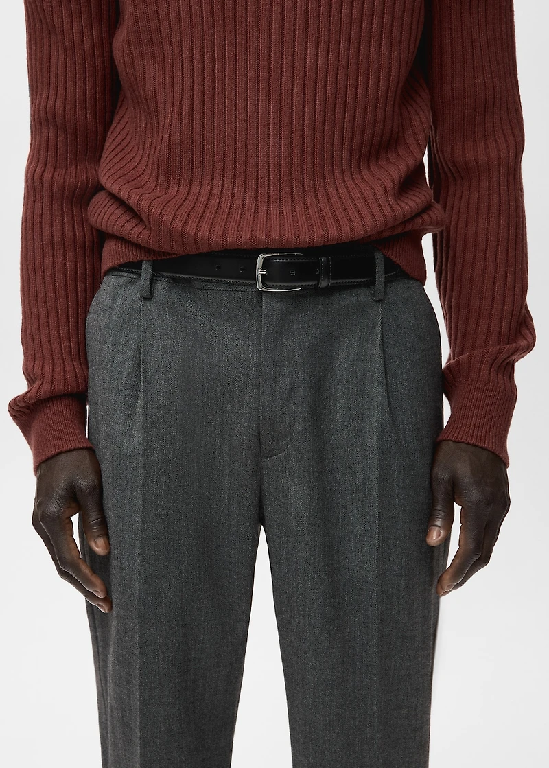 Regular-fit pleated flannel pants